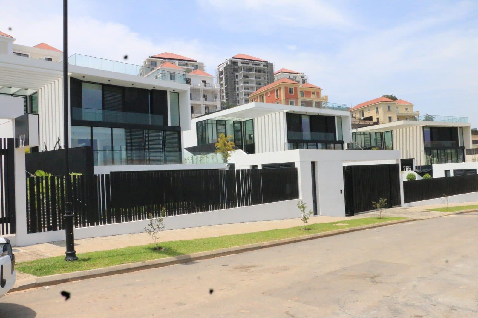 Contemporary black and white private residence