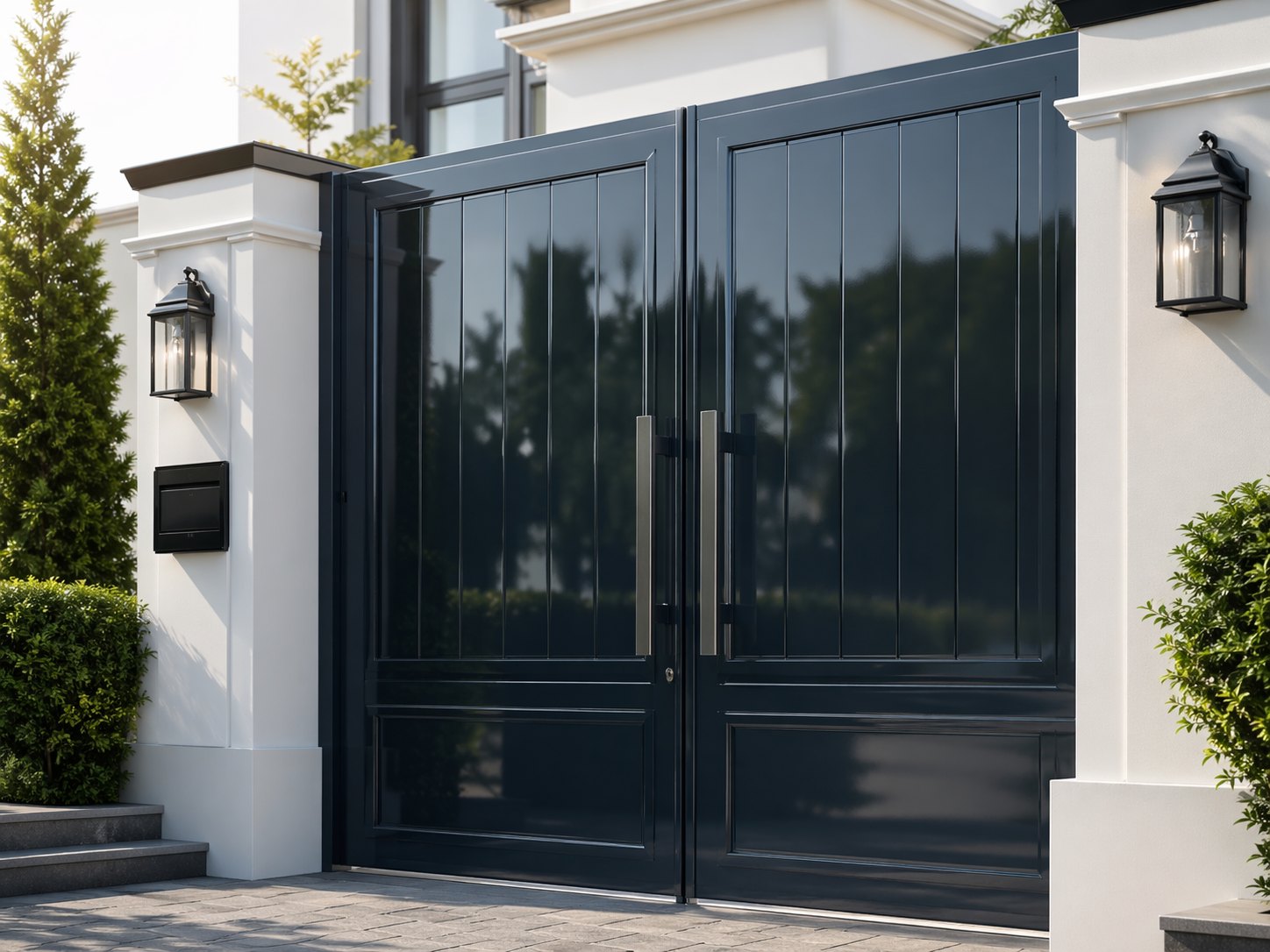 High-gloss enamel finish on metal trim